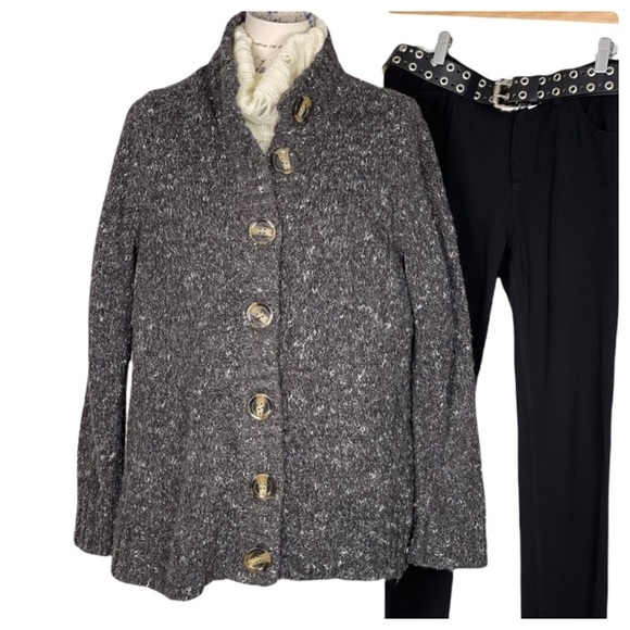Charter Club Women’s Wool Gray Tweed Cardigan 1X - Picture 3 of 11